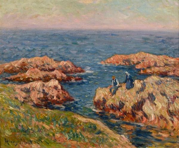 Personnages Sur Une Cote Rocheuse by Henry Moret