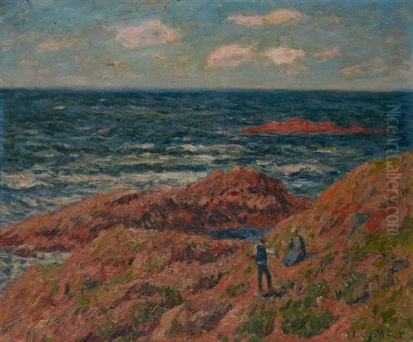 Le Pecheur En Bonne Compagnie Vers Doelan Oil Painting by Henry Moret