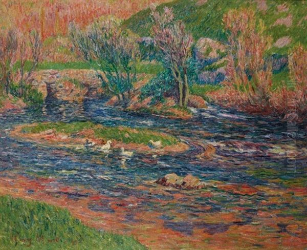 Le Vieux Pont Sur L'aven Oil Painting by Henry Moret