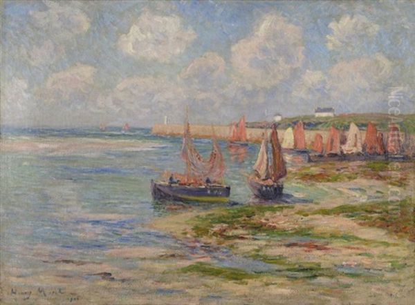 Bateaux De Peche Pres De La Cote Oil Painting by Henry Moret