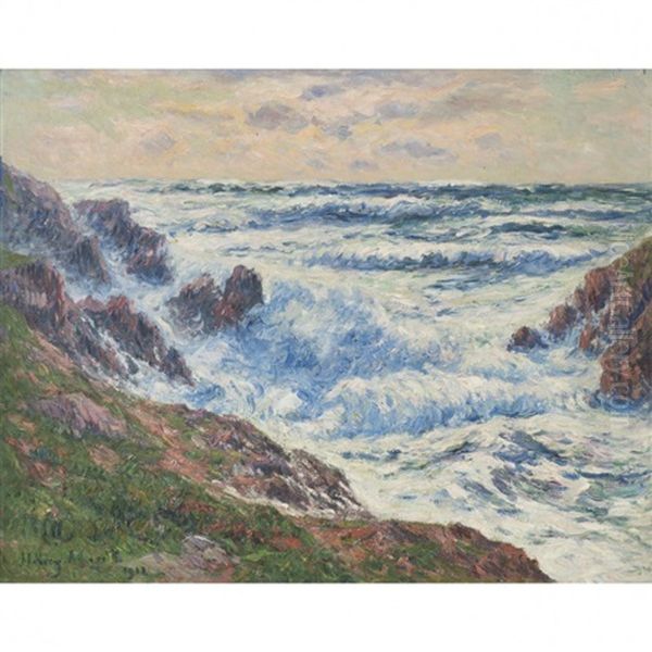 Mer Houleuse, Cote De Bretagne Oil Painting by Henry Moret