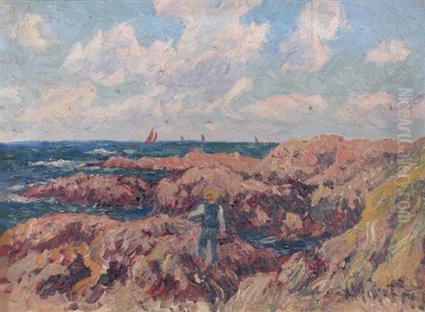 Pecheur Au Bord De La Mer Oil Painting by Henry Moret