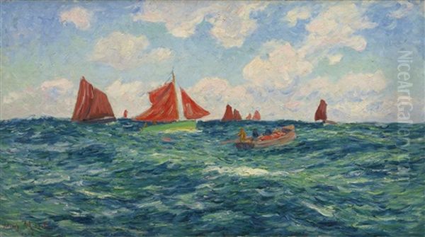 Pecheurs Au Large Oil Painting by Henry Moret