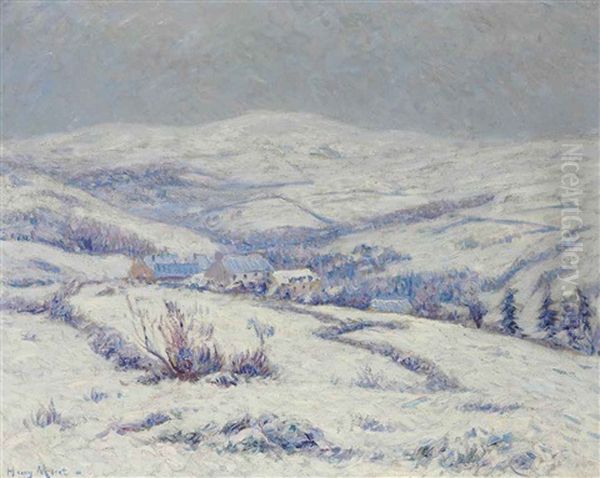 Les Monts D'arree Sous La Neige Oil Painting by Henry Moret