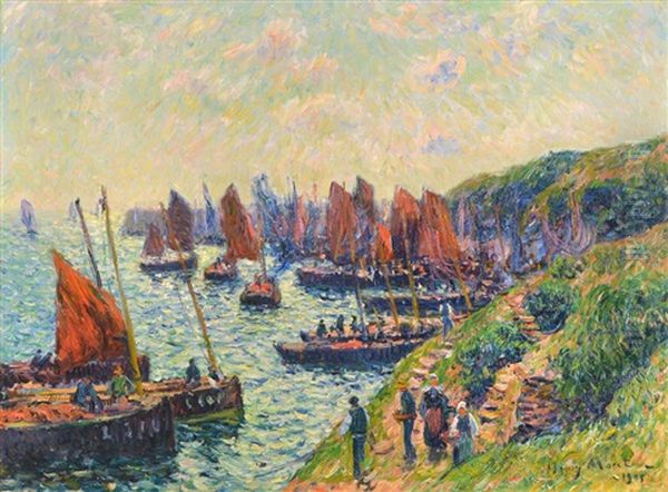 Les Sardiniers Cote De Bretagne Oil Painting by Henry Moret