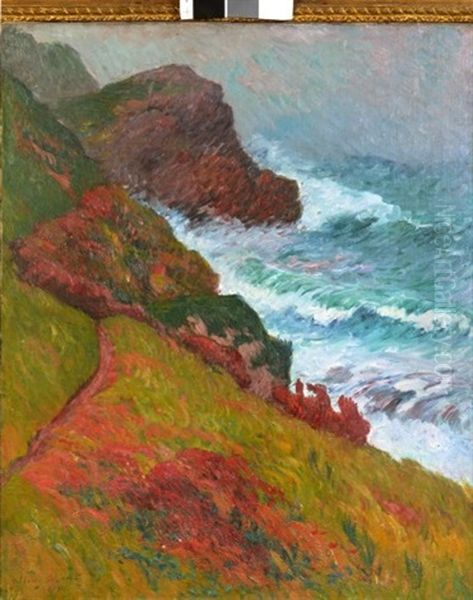 Falaises Par Grosse Mer Oil Painting by Henry Moret