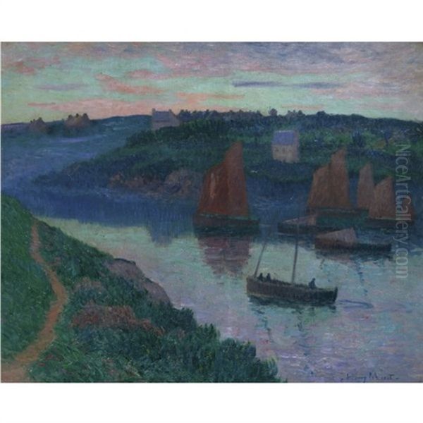 Bateaux De Peche En Bretagne Oil Painting by Henry Moret