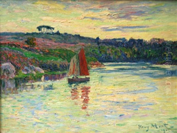 La Riviere De Pont Aven Oil Painting by Henry Moret