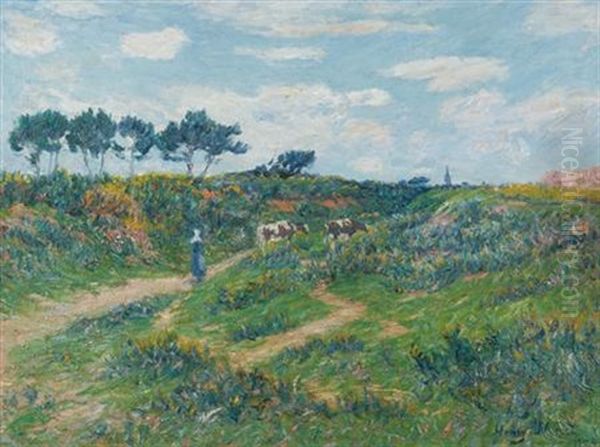 Chemin Dans La Lande, Bretagne Oil Painting by Henry Moret