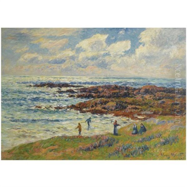 La Recolte Des Goemons A Nevez Oil Painting by Henry Moret