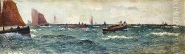 Sardiniers A La Peche Oil Painting by Henry Moret