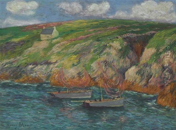 Barques De Peche Pres De La Cote Bretonne Oil Painting by Henry Moret