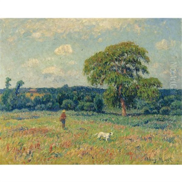 Paysage Au Chasseur Et Son Chien Oil Painting by Henry Moret