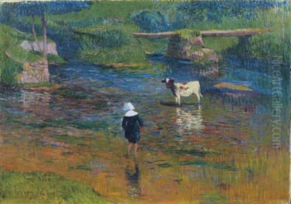 Fermiere Et Vache Oil Painting by Henry Moret