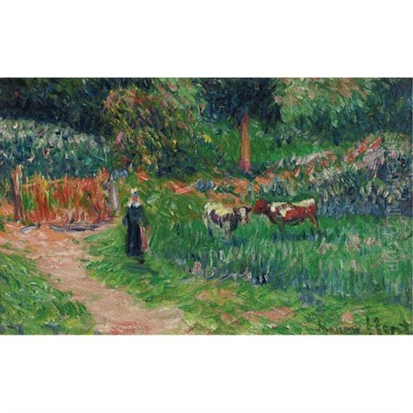 La Gardeuse De Vaches Oil Painting by Henry Moret