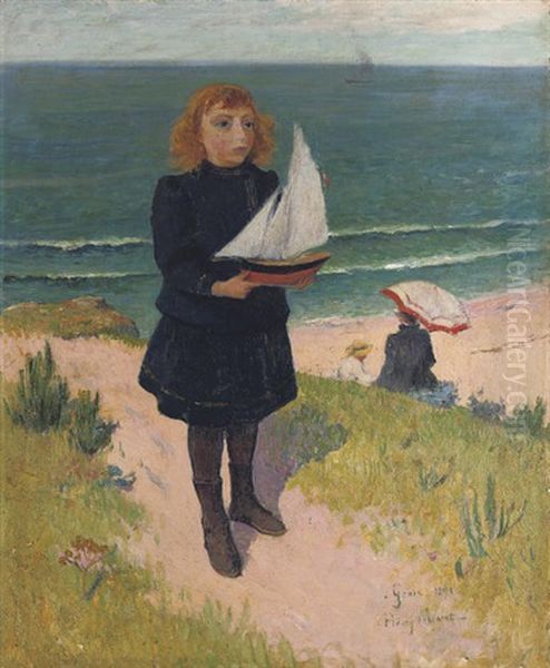 Jeune Fille Au Bord De La Mer, Groix Oil Painting by Henry Moret