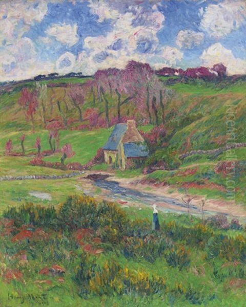 Bretonnes Au Bord De La Riviere Oil Painting by Henry Moret