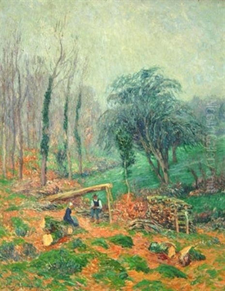 Une Coupe De Bois Aux Environs De Quimper Oil Painting by Henry Moret