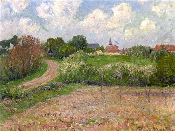 Paysage De Bretagne, Arbres En Fleurs Oil Painting by Henry Moret