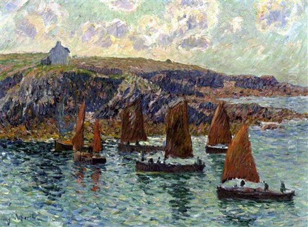 Bateaux De Peche, Finistere Oil Painting by Henry Moret