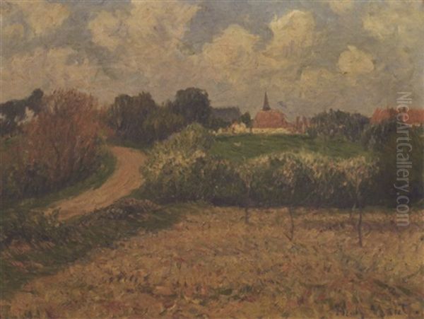 Paysage Au Clocher, Bois Morand, Loiret Oil Painting by Henry Moret