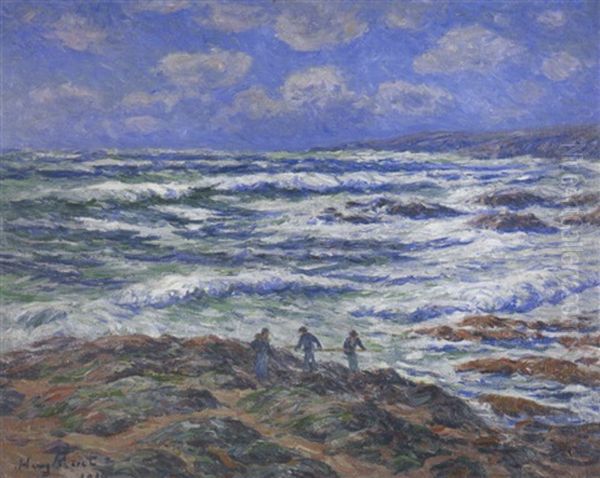 Gros Temps - Les Cotes Du Finistere Oil Painting by Henry Moret