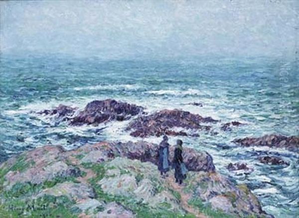 Les Brisants - Cote De Bretagne Oil Painting by Henry Moret