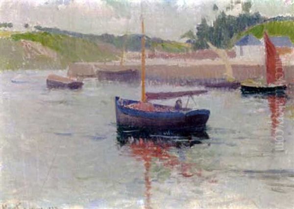 Brittany Harbour Oil Painting by Henry Moret