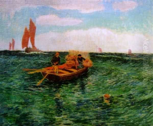 Peche Aux Casiers A L'entree De Doelan Oil Painting by Henry Moret