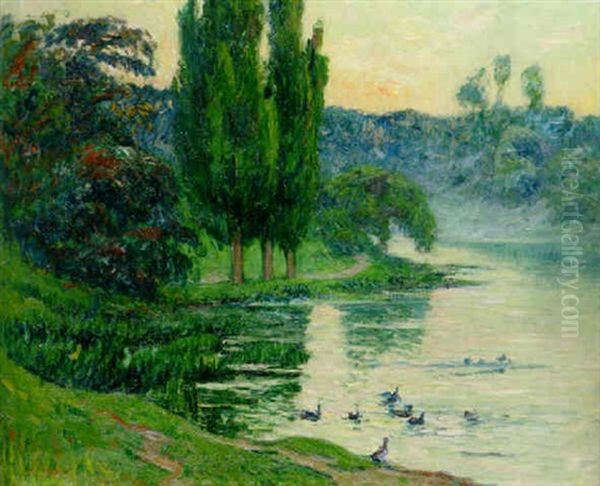 La Mare Aux Canards Oil Painting by Henry Moret