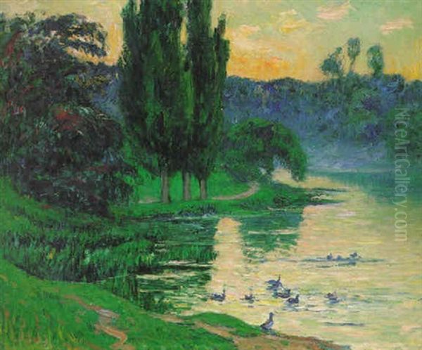 La Mare Aux Canards Oil Painting by Henry Moret