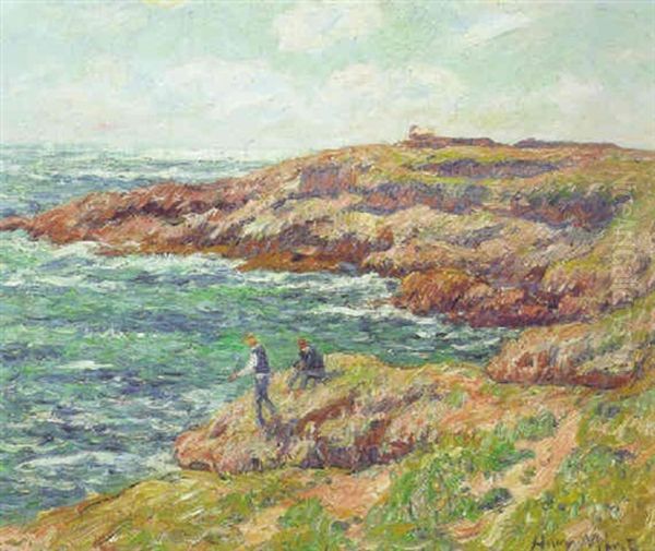 Pecheurs Au Bord De La Cote Bretonne Oil Painting by Henry Moret