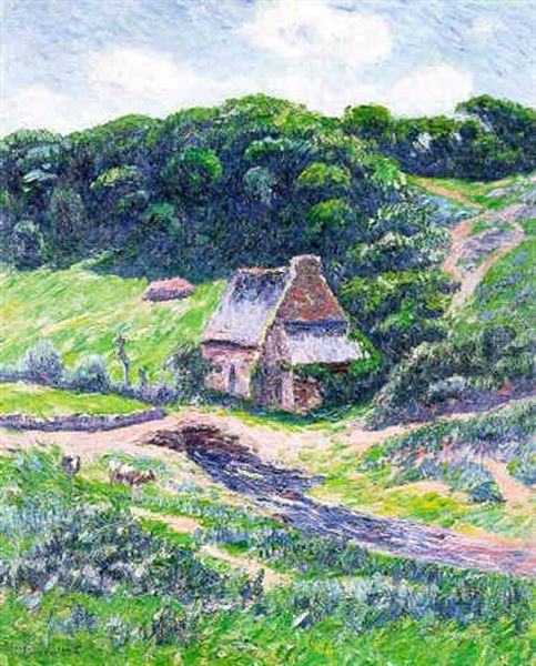 Ferme A Doelan, Doelan Oil Painting by Henry Moret