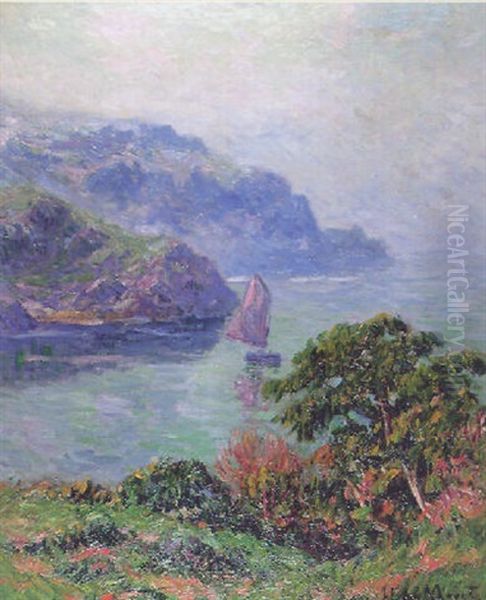 Grand Calme En Bretagne - Barque Sous Voile Oil Painting by Henry Moret