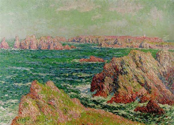 Les Falaises A Belle Ile Oil Painting by Henry Moret