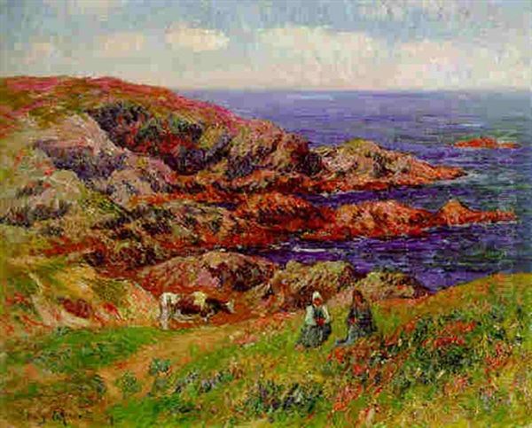 Falaises De Kersersol, Finistere Oil Painting by Henry Moret