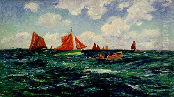 Pecheurs Au Large Oil Painting by Henry Moret