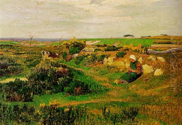 Bretonnes Sur La Lande Oil Painting by Henry Moret