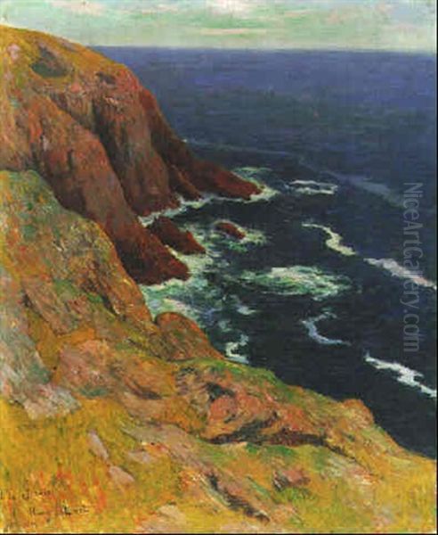 Les Falaises A L'ile De Groix Oil Painting by Henry Moret