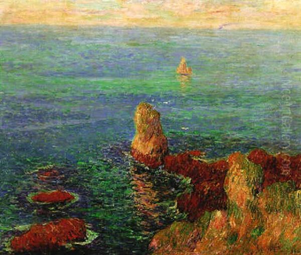 Calm Sea At L'ile De Groix Oil Painting by Henry Moret