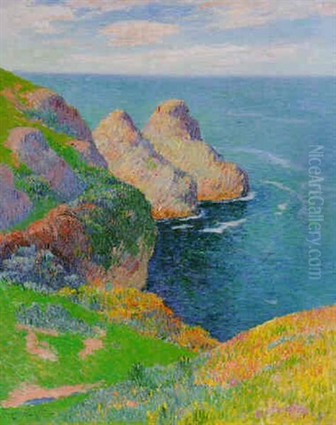 Les Falaises Au Bord De La Mer Oil Painting by Henry Moret