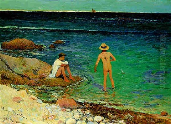 Gavre, Enfants Au Bord De L'eau by Henry Moret