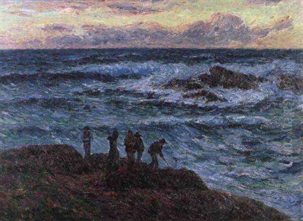 Paysans A Clohars Ou Les Goemoniers Oil Painting by Henry Moret