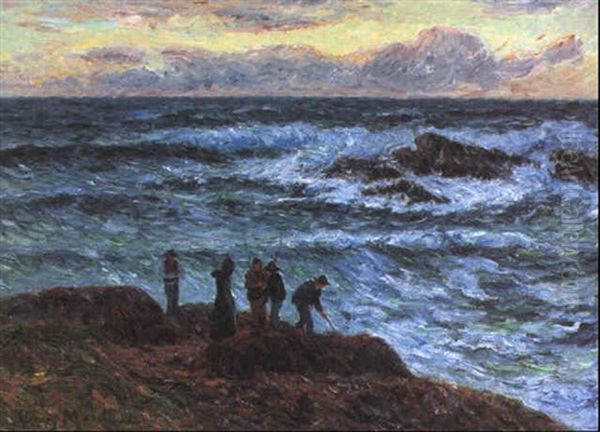 Les Goemoniers, Cote De Bretagne Oil Painting by Henry Moret