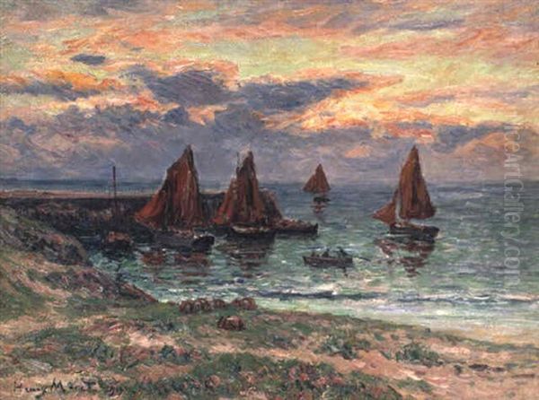 Soleil Couchant Oil Painting by Henry Moret