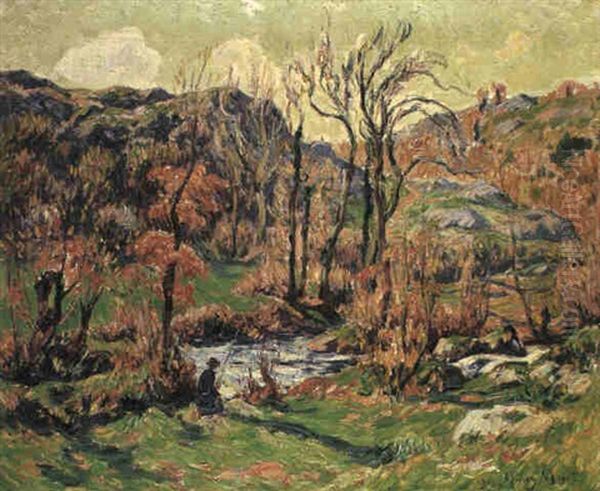 Vallee De Saint-oirnau, Le Pecheur Oil Painting by Henry Moret