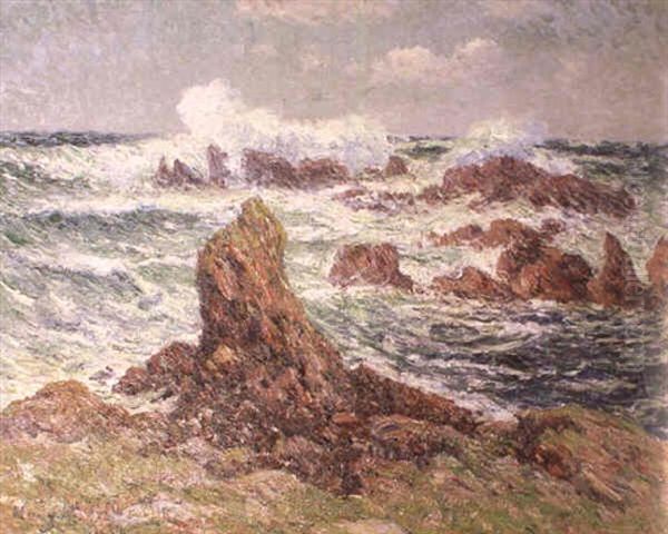 Rochers De Pern A Ouessant Oil Painting by Henry Moret