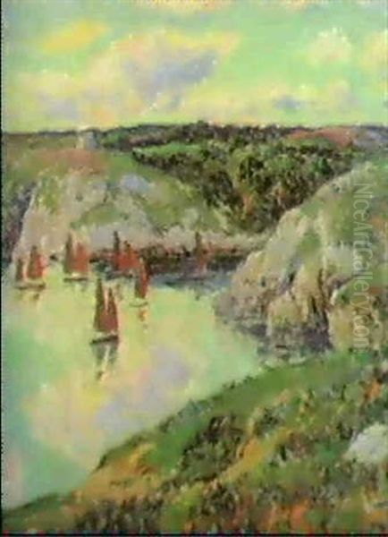 Voiliers, Cote Bretonne Oil Painting by Henry Moret