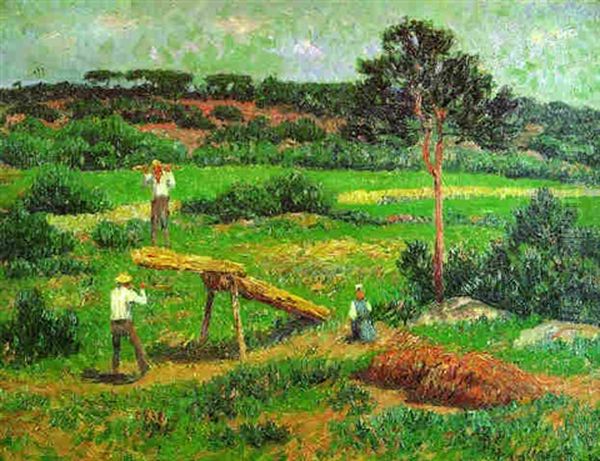 Les Scieurs De Long Oil Painting by Henry Moret