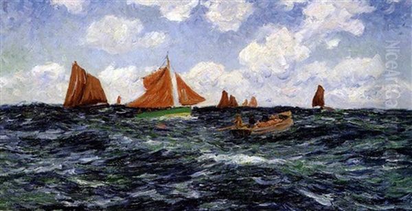 Pecheurs Au Large Oil Painting by Henry Moret